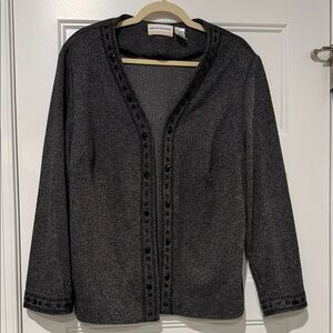 Alfred Dunner Charcoal Gray Women's Cardigan